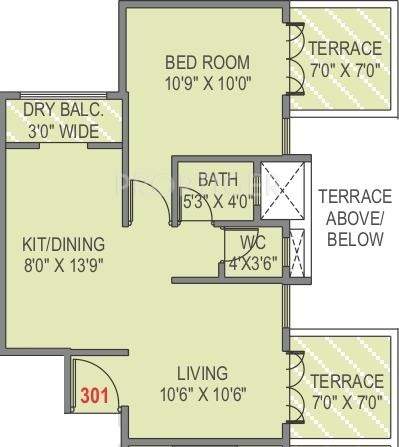 Neev Saheel Fortune Park (1BHK+1T (664 sq ft) 664 sq ft)