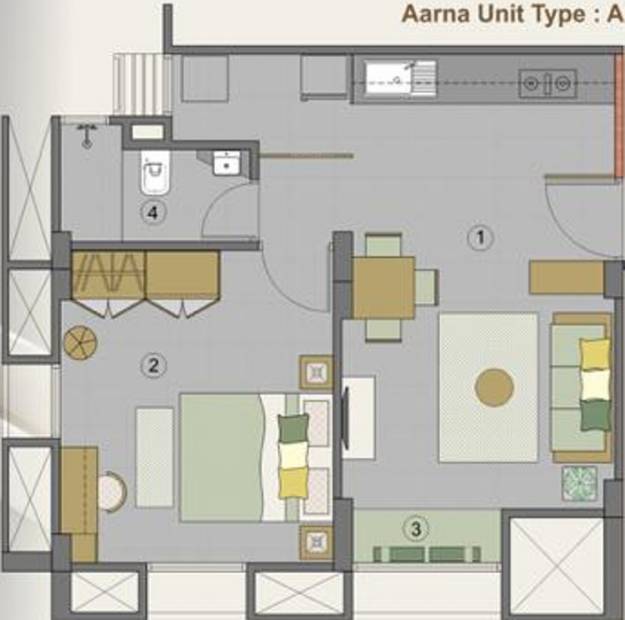Build Art Aarna Fortune (1BHK+1T (421 sq ft) 421 sq ft)