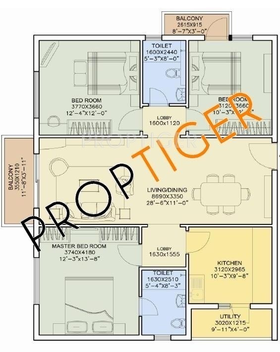 DLF New City Heights (3BHK+2T (1,529 sq ft) 1529 sq ft) DLF New City Heights (3BHK+2T (1,529 sq ft) 1529 sq ft)