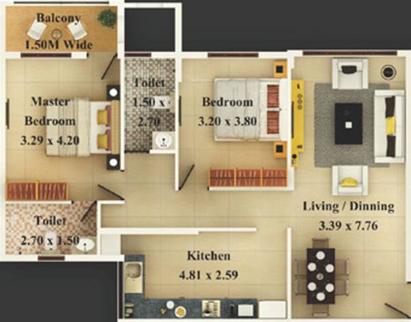 Maharudra Enchanting Greens (2BHK+2T (1,243 sq ft) 1243 sq ft)