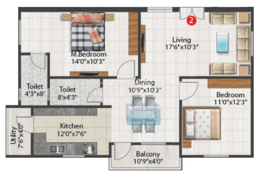 Concrete Sangeeth (2BHK+2T (1,210 sq ft) 1210 sq ft)