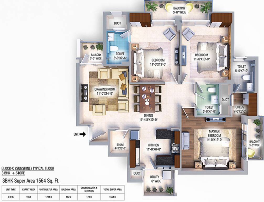GBP Athens II (3BHK+3T (1,068.00 sq ft) 1068 sq ft)