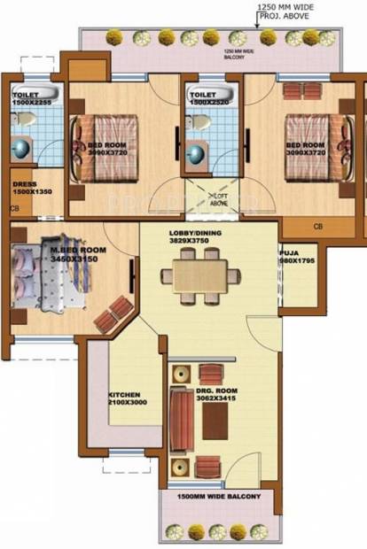 SRS Pearl Floors (3BHK+2T (1,437 sq ft)   Pooja Room 1437 sq ft)