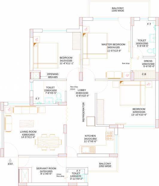 Anurag Homes (3BHK+2T (922.14 sq ft) + Servant Room 922.14 sq ft)