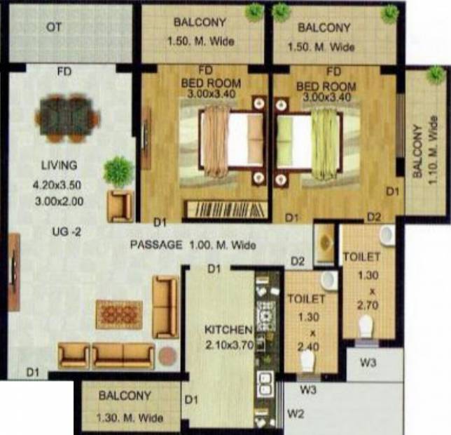 M And C Symphony (2BHK+2T (1,141.73 sq ft) 1141.73 sq ft)