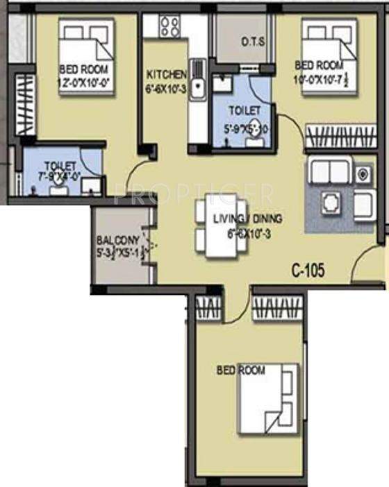 Adinath Shantiniketan (3BHK+2T (1,020 sq ft) 1020 sq ft)