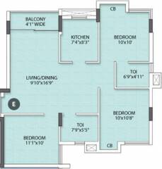 Rishi Ventoso (3BHK+3T (1,189 sq ft) 1189 sq ft)