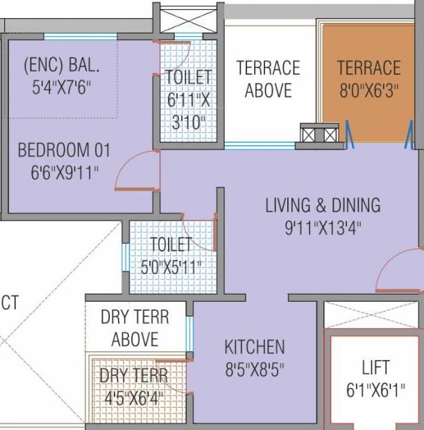 Nisarg Hill Crest (1BHK+1T (501.81 sq ft) 501.81 sq ft)