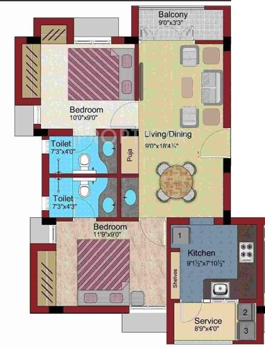 Newry Mayfair (2BHK+2T (1,026 sq ft)   Pooja Room 1026 sq ft)