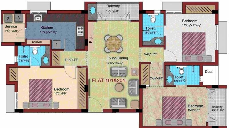 Newry Mayfair (3BHK+3T (1,556 sq ft) 1556 sq ft)