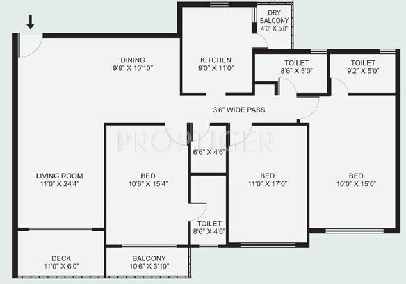 Mirchandani Premium Towers (2BHK+2T (1,335 sq ft) 1335 sq ft)