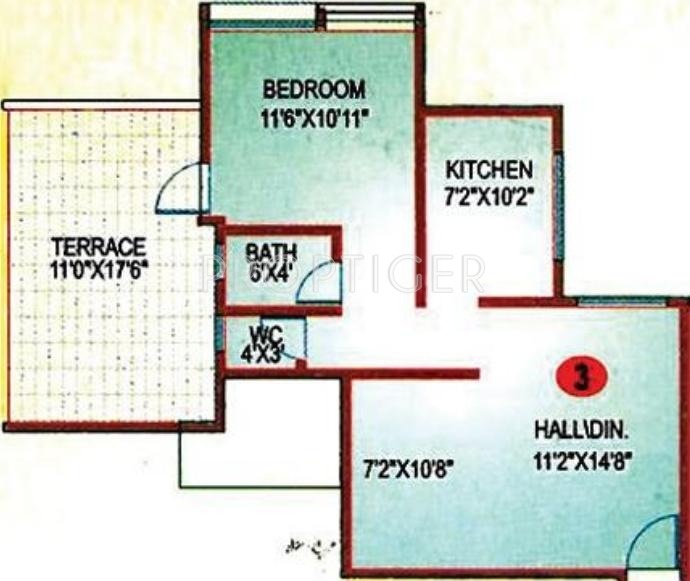 Giridhar Housing Chandraneel Floor Plan (1BHK+1T)