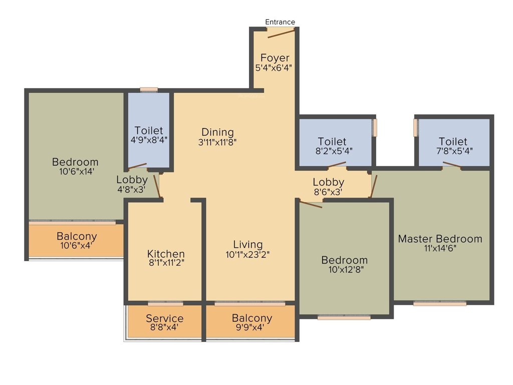 Ankur Palm Springs (3BHK (1536 sq ft) 1536 sq ft)