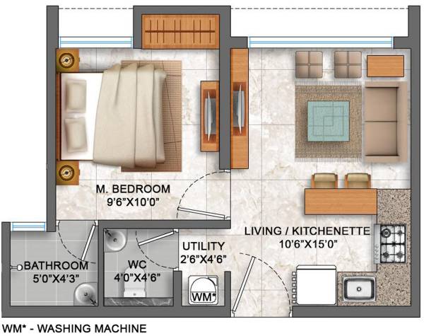 Lodha Palava Allura (1BHK+1T (333.04 sq ft) 333.04 sq ft)