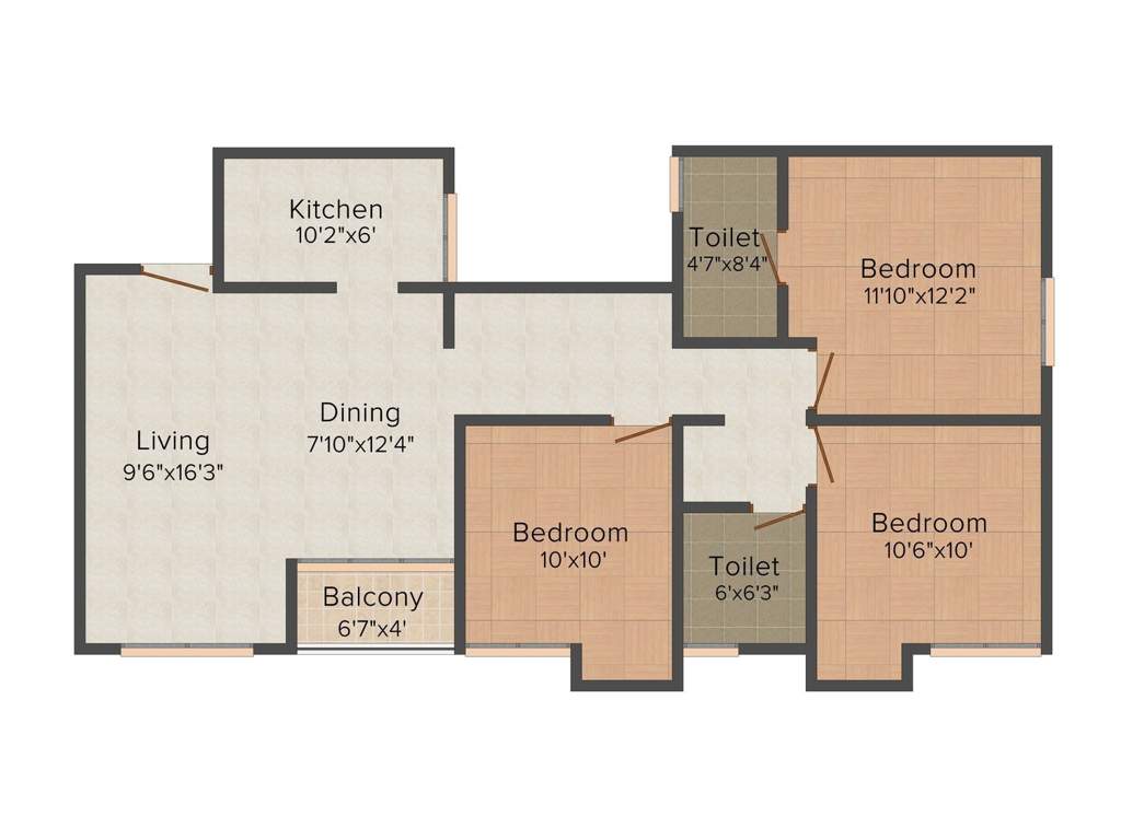 Space Kshitij (3BHK+2T (1330 sq ft) 1330 sq ft)