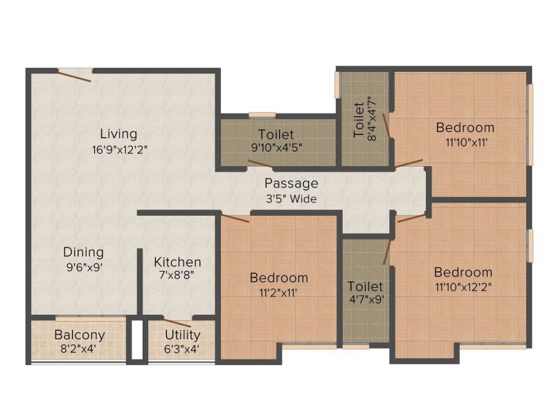 Space Kshitij (3BHK+3T (1530 sq ft) 1530 sq ft)