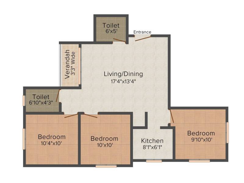 Rajwada Lake Bliss (3BHK+2T (1120 sq ft) 1120 sq ft)