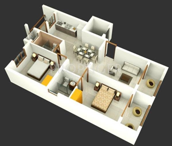 B and F Magnolia (2BHK+2T (1,043 sq ft) 1043 sq ft)