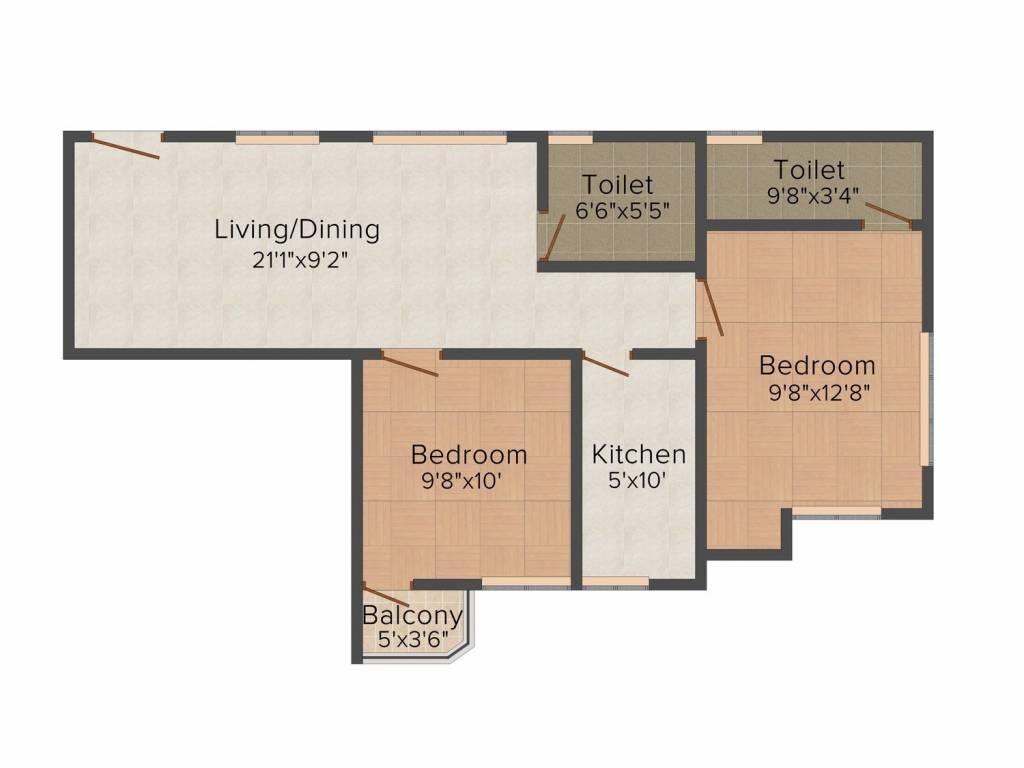 RBN Spring Nest (2BHK+2T (901 sq ft) 901 sq ft)