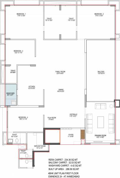 Arista Eminence 24 (4BHK+4T (3,106.03 sq ft) + Servant Room 3106.03 sq ft)