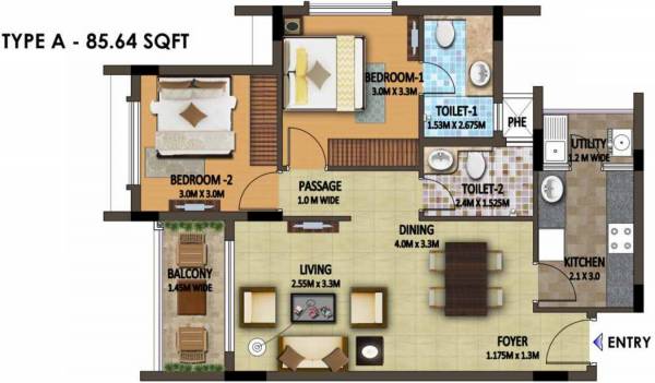 Umiya Quatro Plot B (2BHK+2T (921.82 sq ft) 921.82 sq ft)