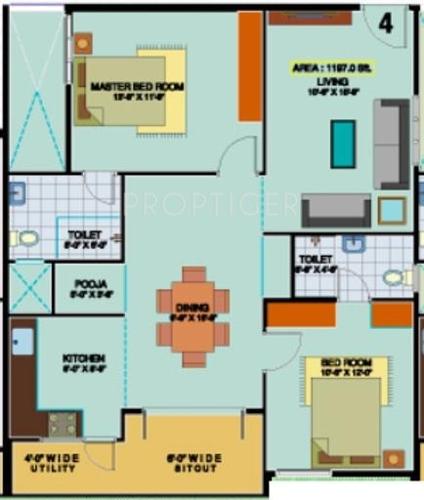 Sai BSR Blue Solitaire (2BHK+2T (1,197 sq ft) 1197 sq ft) Sai BSR Blue Solitaire (2BHK+2T (1,197 sq ft) 1197 sq ft)