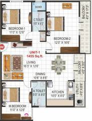 V K Krishna Gardenia (3BHK+2T (1,455 sq ft) 1455 sq ft)