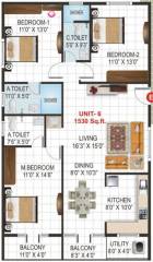 V K Krishna Gardenia (3BHK+3T (1,530 sq ft) 1530 sq ft)