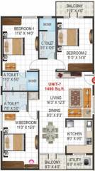 V K Krishna Gardenia (3BHK+3T (1,490 sq ft) 1490 sq ft)