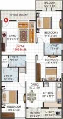 V K Krishna Gardenia (3BHK+3T (1,580 sq ft) 1580 sq ft)