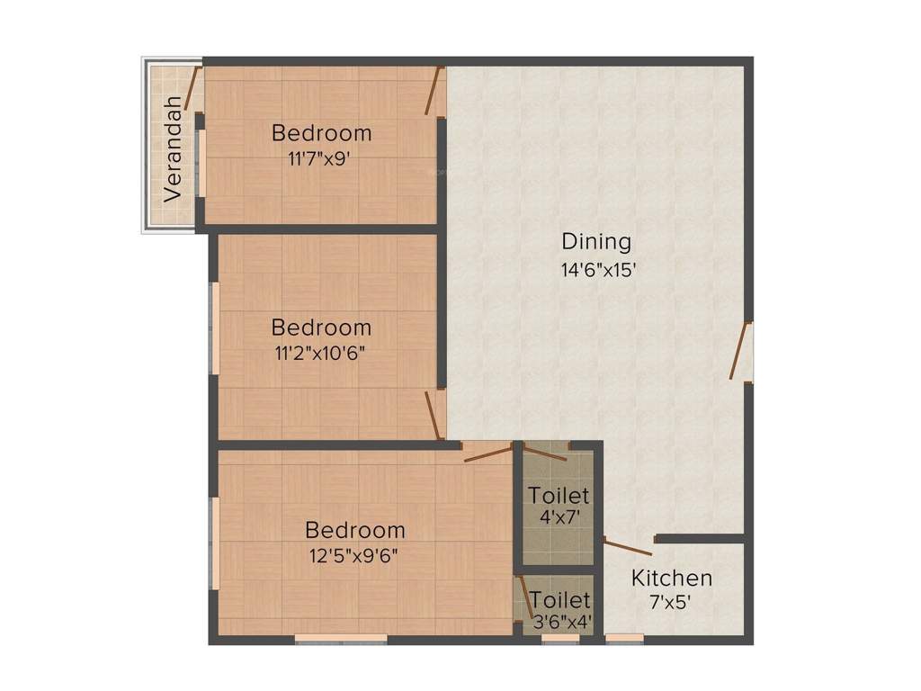 Parivar Reign (3BHK+2T (1185 sq ft) 1185 sq ft)