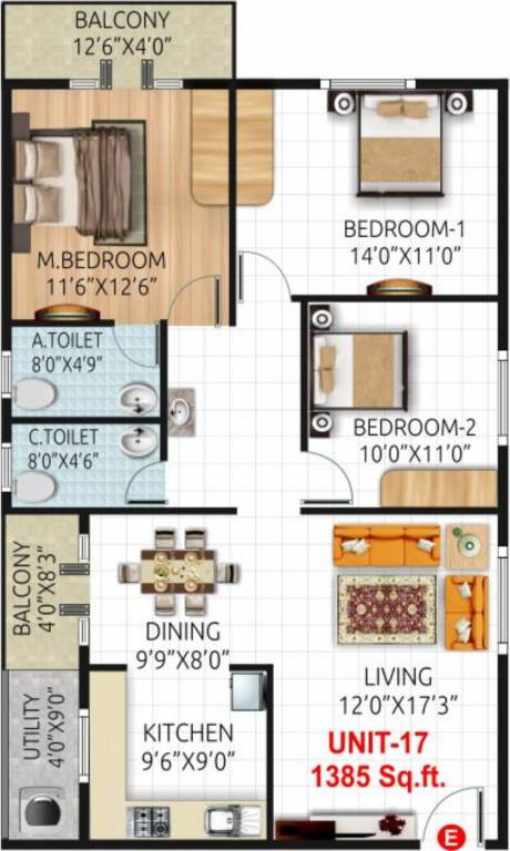 SLV Magnum (3BHK+2T (1,385 sq ft) 1385 sq ft)