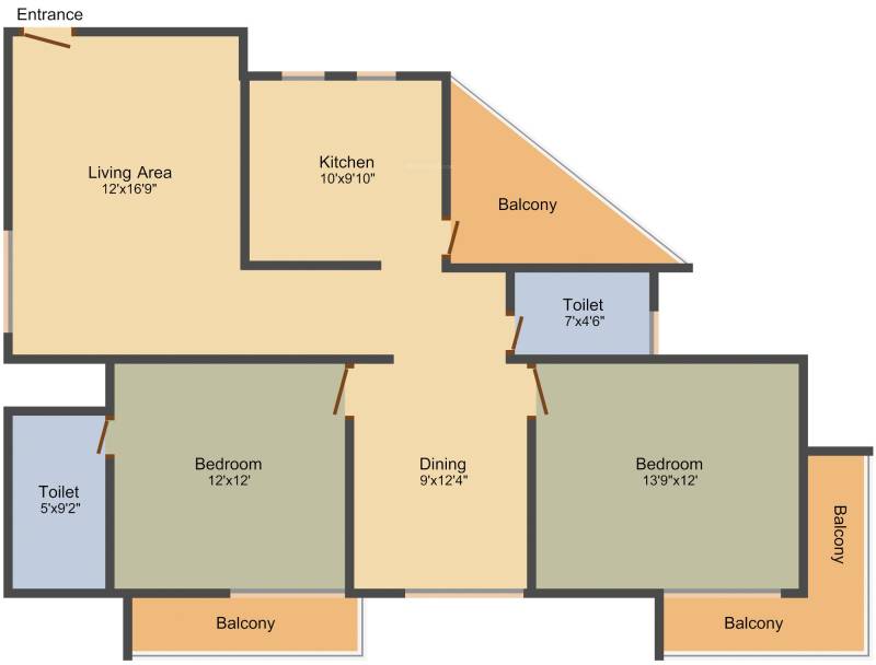 Quantus Solitaire Apartments (2BHK+2T (1,444 sq ft) 1444 sq ft)