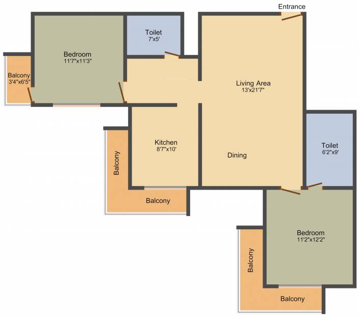 Quantus Solitaire Apartments (2BHK+2T (1,362 sq ft) 1362 sq ft)