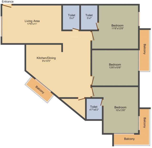 Quantus Solitaire Apartments (3BHK+3T (1,655 sq ft) 1655 sq ft)