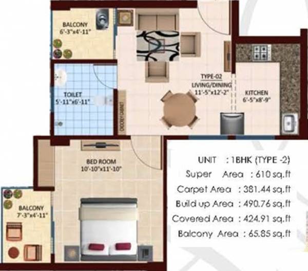 Rohit Grand (1BHK+1T (381.44 sq ft) 381.44 sq ft)
