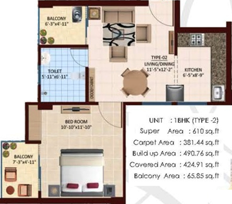 Rohit Grand (1BHK+1T (381.44 sq ft) 381.44 sq ft)