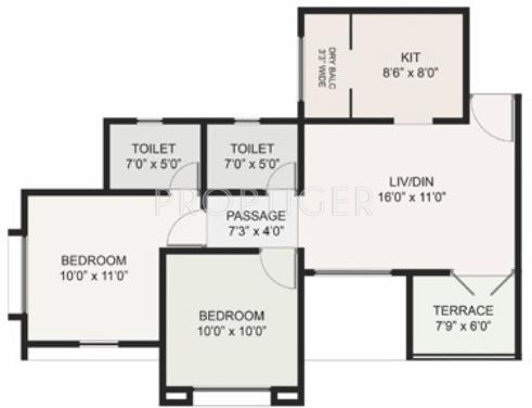 Rainbow Forest Hills (2BHK+2T (850 sq ft) 850 sq ft)