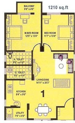 Nanda Nanda Glory (2BHK+2T (1,210 sq ft) 1210 sq ft)