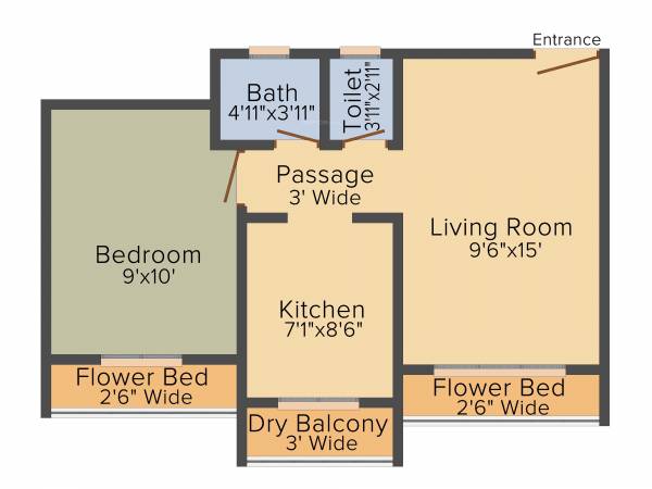 RNA N G Vibrancy Phase I (1BHK+1T (352.410 sq ft) 352.41 sq ft)