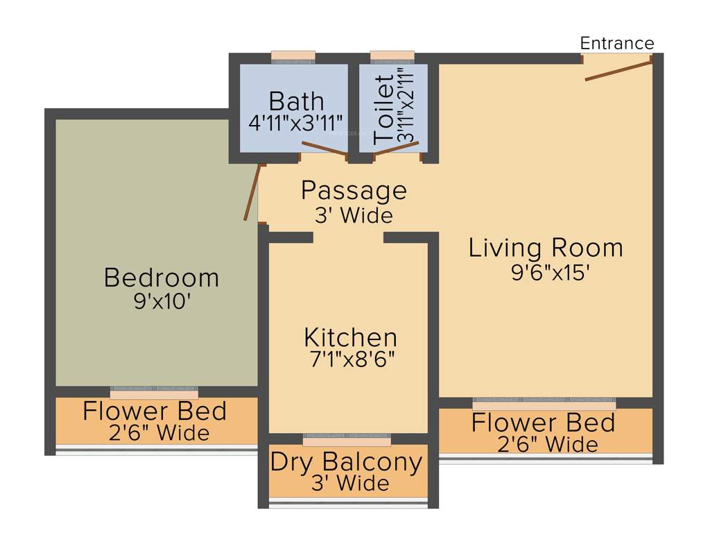 RNA N G Vibrancy Phase I (1BHK+1T (352.410 sq ft) 352.41 sq ft)