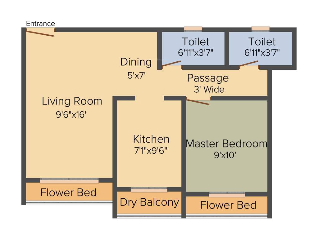 RNA N G Vibrancy Phase I (1BHK+1T (411.930 sq ft) 411.93 sq ft)