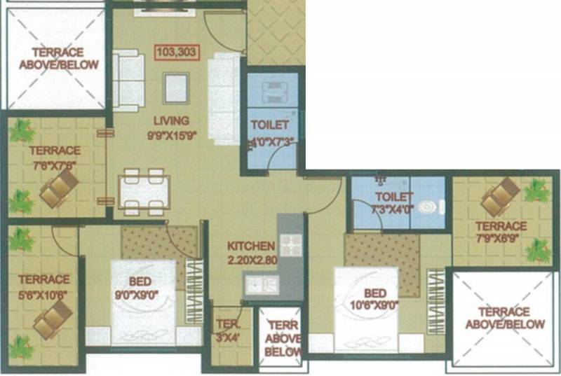 Vision 1 (2BHK+2T (662 sq ft) 662 sq ft)