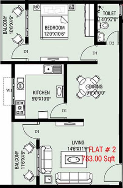 Mandavi Acropolis (1BHK+1T (738 sq ft) 738 sq ft)