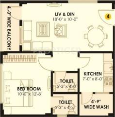 Hivision Residency (1BHK+2T (750 sq ft) 750 sq ft)