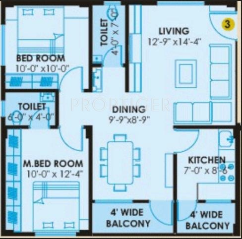 Hivision Residency (2BHK+2T (1,175 sq ft) 1175 sq ft)
