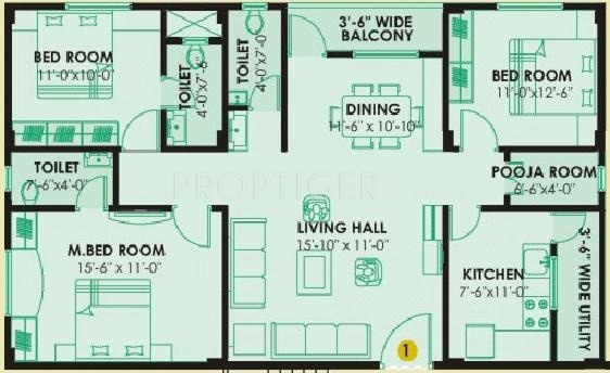 Hivision Residency (3BHK+3T (1,550 sq ft) 1550 sq ft)