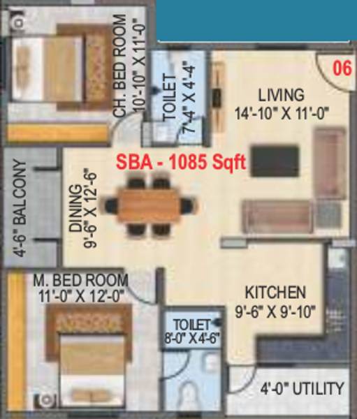 Nirvasa Moon Light (2BHK+2T (1,085 sq ft) 1085 sq ft)