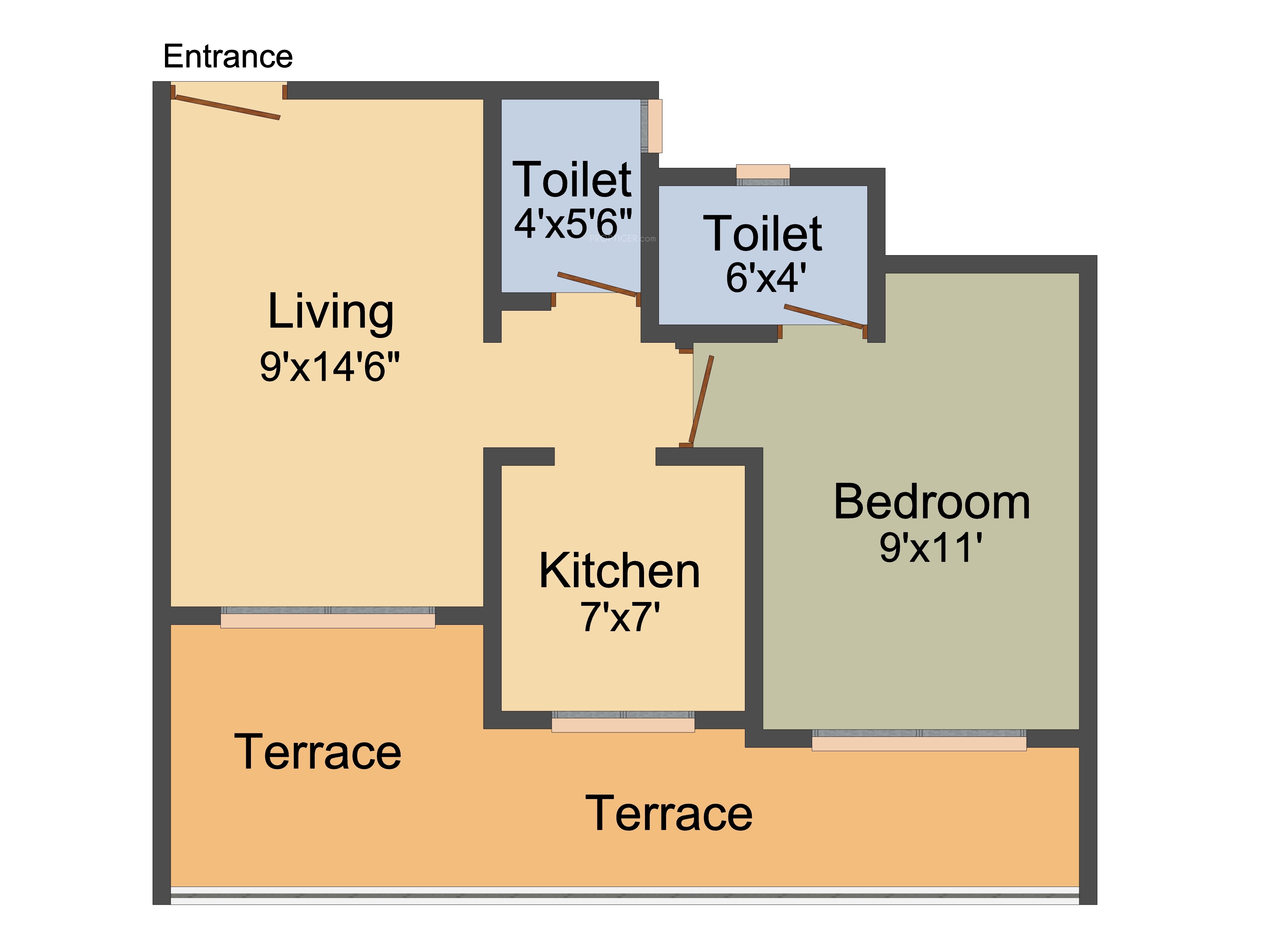 625 sq ft 1 BHK 1T Apartment for Sale in Kotak Builders