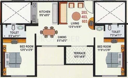 Purple Winterberry Purple (2BHK+2T (1,075 sq ft) 1075 sq ft)